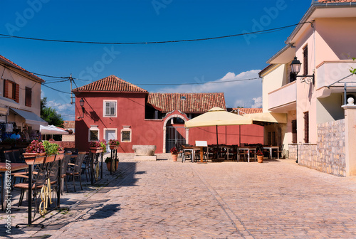 Traditional architecture, old houses on main town square in Nin, Dalmatia, Croatia