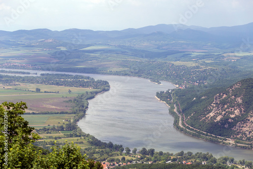 View of the Danube bend from the Predikaloszek mountain in Hungary photo