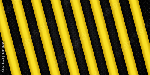 Abstract yellow metal glossy geometric shapes on dark background
