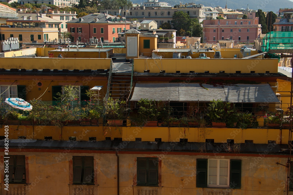 Fototapeta premium View from the terrace Spianata Castelletto on Genoa,Liguria,Italy,Europe 