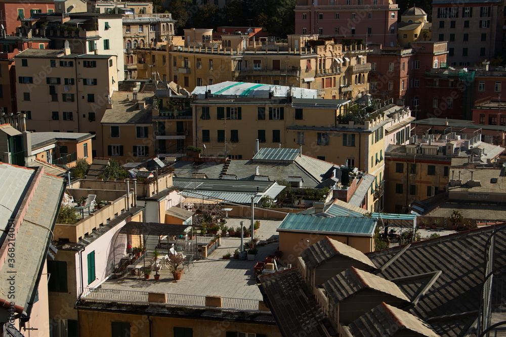 View from the terrace Spianata Castelletto on Genoa,Liguria,Italy,Europe
