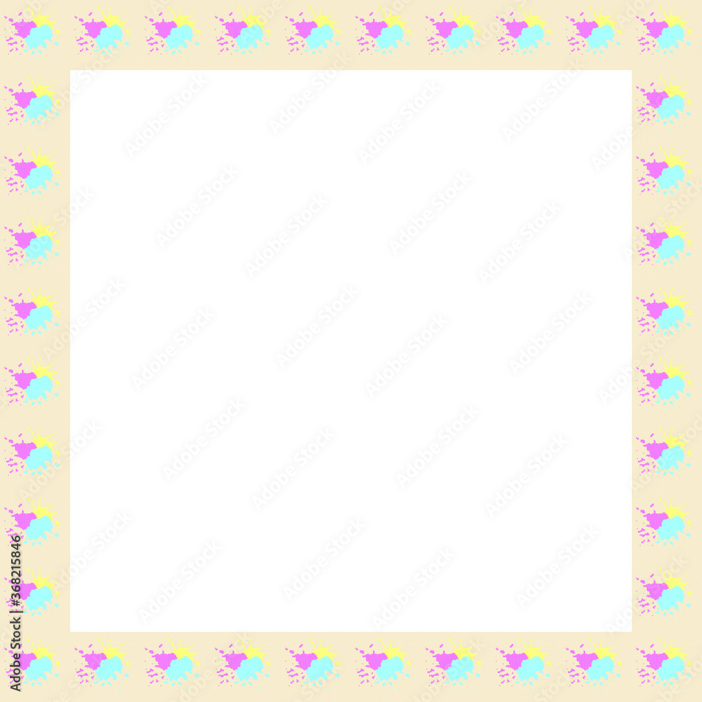 Picture frame pattern paint splash pixel art. Vector pixel art. Fabric pattern cartoon. 
