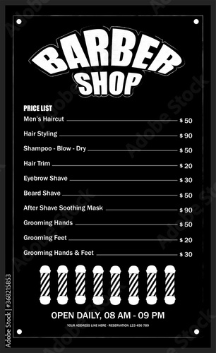 Menu Barbershop tamplate for business 