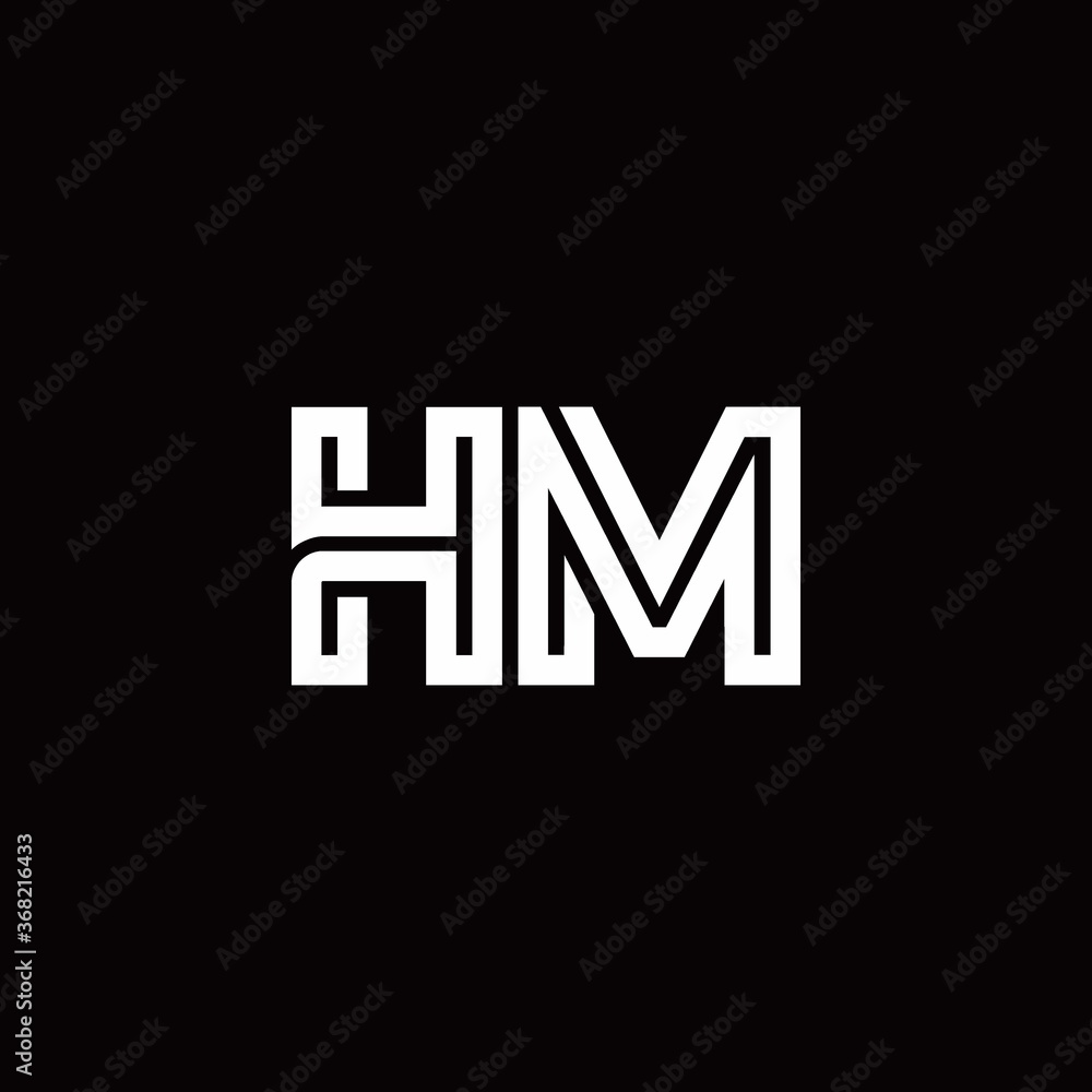 HM monogram logo with abstract line HM monogram logo with abstract line