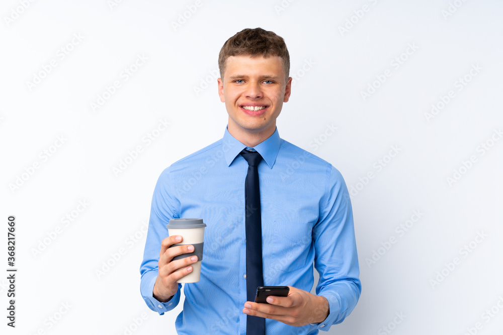Young handsome businessman over isolated white background Young handsome businessman over isolated white background