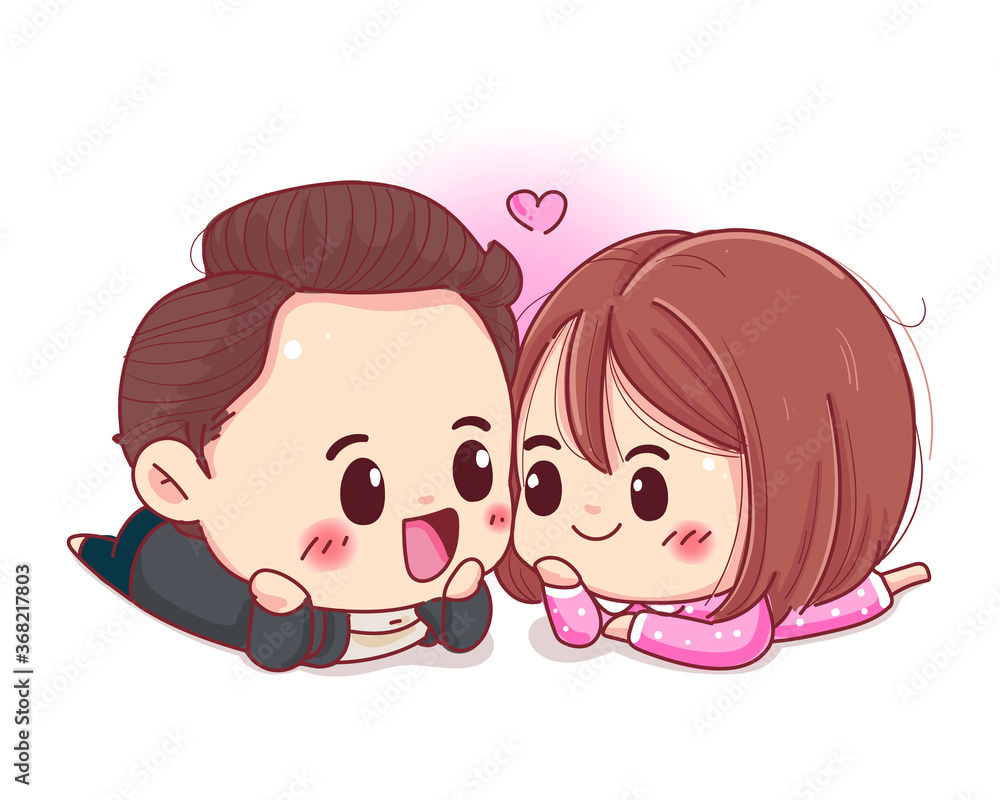 Character of romantic couple with happy valentines day lover concept isolated on white background. Character of romantic couple with happy valentines day lover concept isolated on white background.