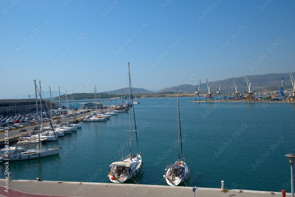 Obraz premium 7/30/2020 Greece, Volos Town, the old commercial port. A little tourism, summer season, COVID-19