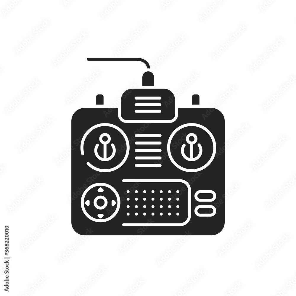 Remote controller for car, drone, fly and other devices and toys black glyph icon. Remote control panel with display and sticks concept. UI UX screen Remote controller for car, drone, fly and other devices and toys black glyph icon. Remote control panel with display and sticks concept. UI UX screen
