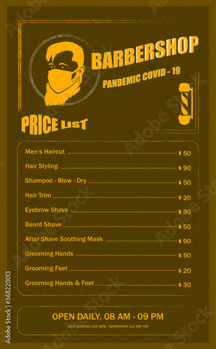 Barbershop design menu tamplate, price list  and special offer