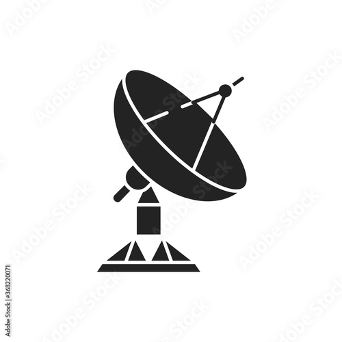 Fototapeta Naklejka Na Ścianę i Meble -  Radar satellite dish black glyph icon. Wireless communication equipment. Antenna transmits and receives a signal from space. Sign for web page, mobile app, banner, social media
