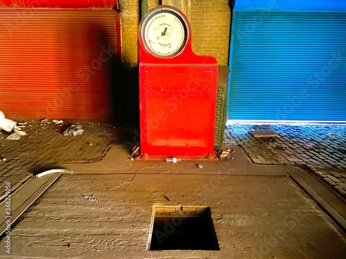Old Fashioned Vintage Luggage Scale Inside Old Train Depot Dock 
