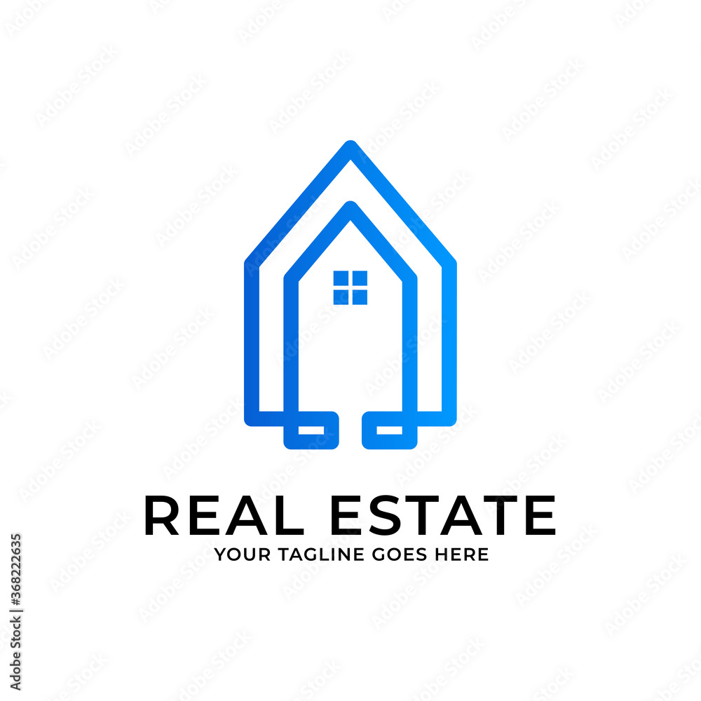 Real estate with line style logo template design concept