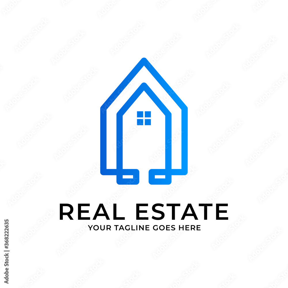 Real estate with line style logo template design concept Real estate with line style logo template design concept