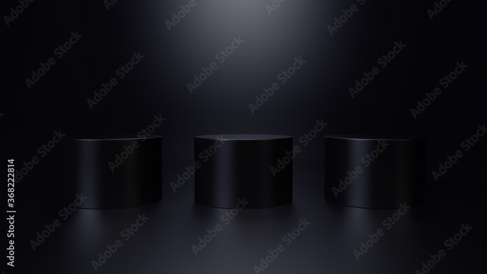 Empty podium or pedestal display on white background with stand concept. Blank product shelf standing backdrop. 3D rendering Empty podium or pedestal display on white background with stand concept. Blank product shelf standing backdrop. 3D rendering