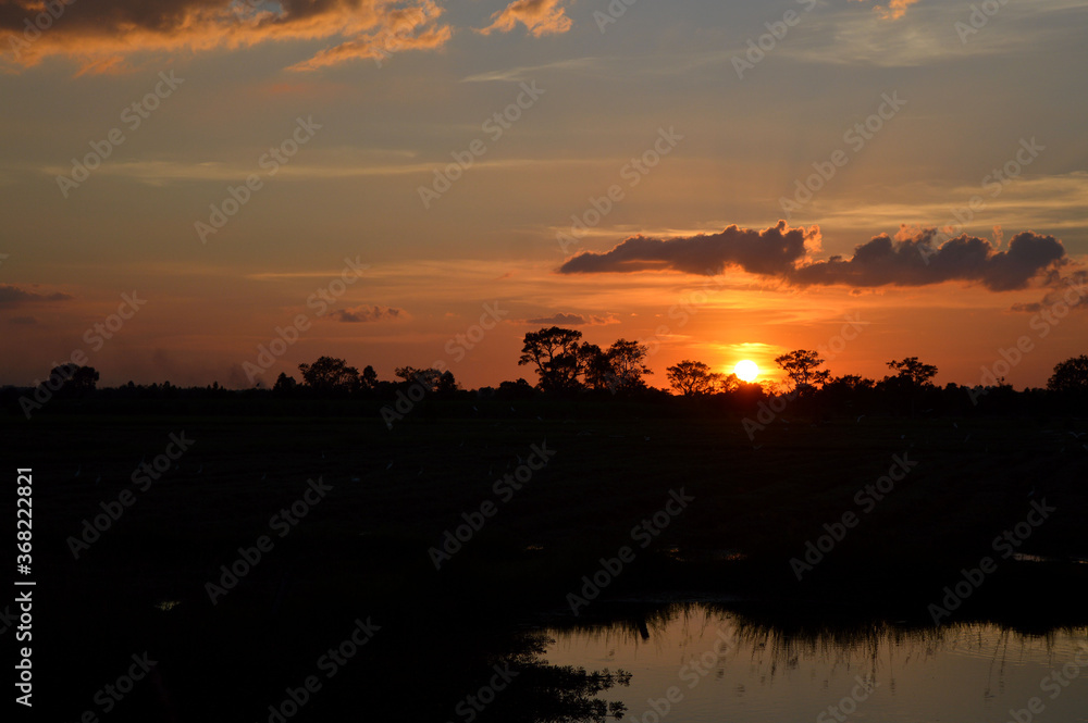 Obraz premium sunset over the river