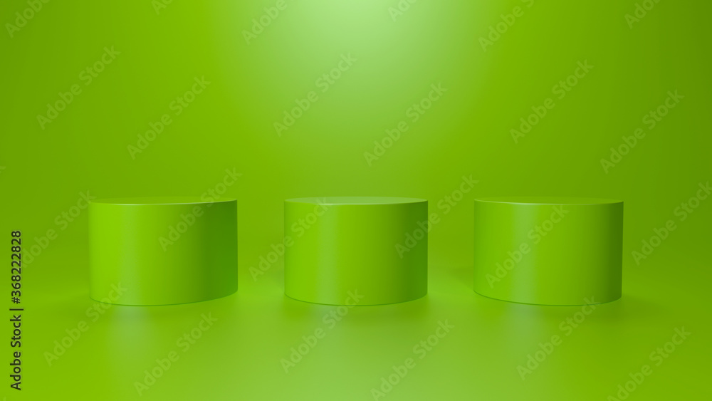 Empty podium or pedestal display on white background with stand concept. Blank product shelf standing backdrop. 3D rendering Empty podium or pedestal display on white background with stand concept. Blank product shelf standing backdrop. 3D rendering