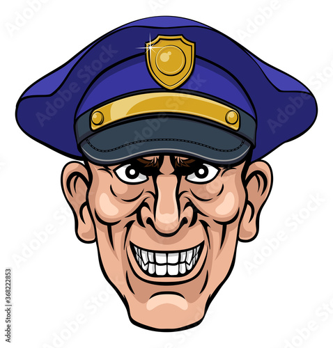 A policeman police officer looking mean and tough cartoon