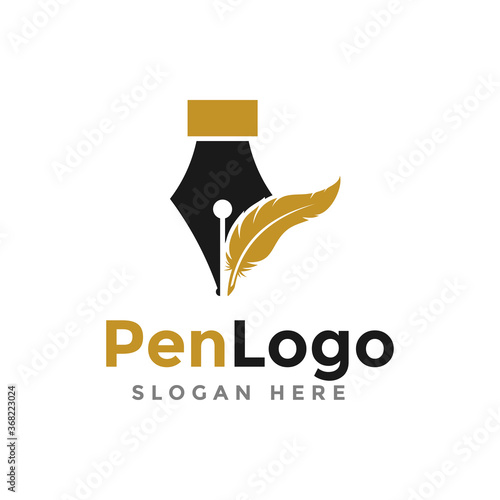 Pen logo vector, icon, symbol, education illustration design template.