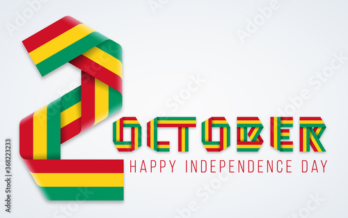 October 2, Independence Day of Guinea congratulatory design with Guinean flag colors. Vector illustration.