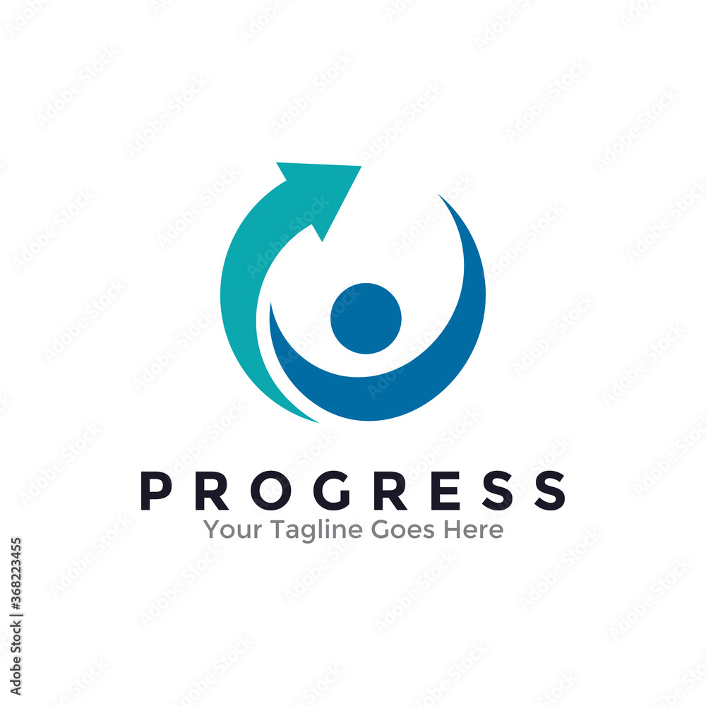 Progress Man Logo Template Design. Creative arrow up sign for growth and success concept. Vector illustration Progress Man Logo Template Design. Creative arrow up sign for growth and success concept. Vector illustration