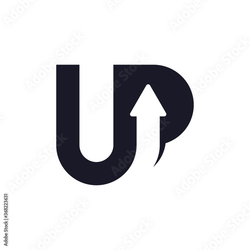 UP Logo Template Design Concept. Letter U and P logo vector with arrow combination.