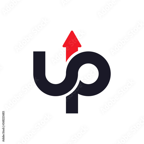 UP Logo Template Design Concept. Letter U and P logo vector with arrow combination.