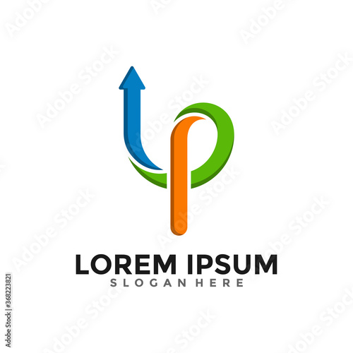 UP Logo Template Design Concept. Letter U and P logo vector with arrow combination.