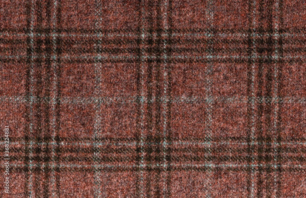 Lana vergine, cashmere. Expensive men's suit fabric. Brown Glenurquhart check is made of woolen fabric with a woven twill design of small and large checks. High resolution
