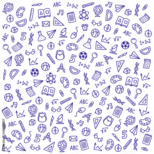 vector sketch icons on a school theme on a white background