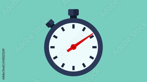 Stopwatch video animation. Template fast money. Short time. Second arrow. Time management. Footage motion, graphics flat design.