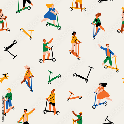 Barefoot skating may be traumatic but also fun, vector pattern