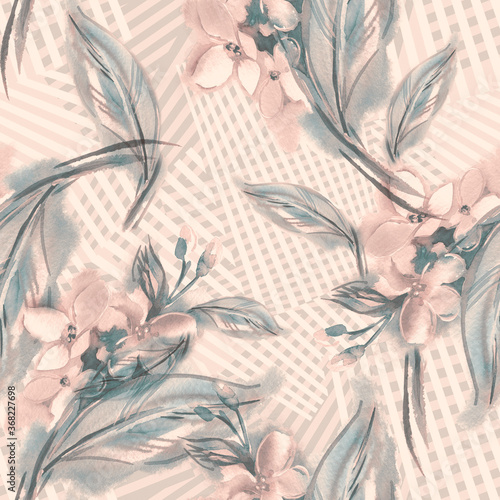 Jasmine Seamless Pattern. Watercolor Illustration.