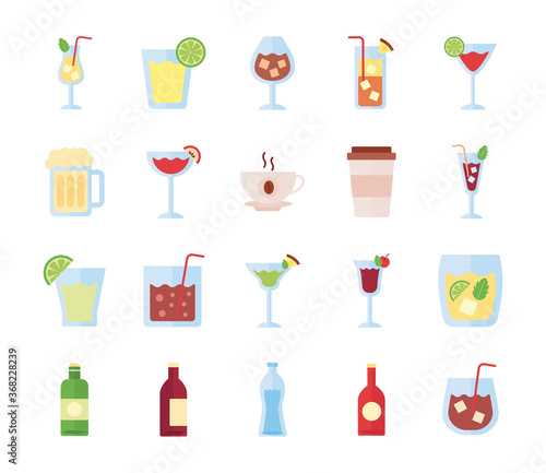 bundle of drinks collection set icons