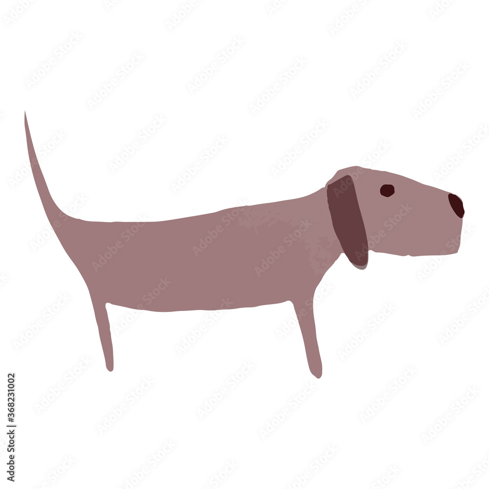 Isolated cartoon dog in minimal pretty style. Vector illustration