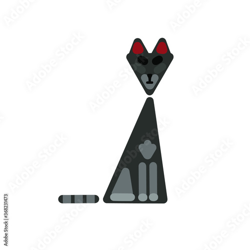 Cartoon gray cat isolated on a white background. Vector illustration. Flat. Sketch.