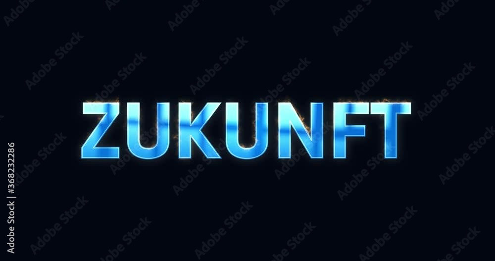 Das Wort Zukunft. Intro Logo elektrisch (Blitze). Text blau. Opener Animation 4K Das Wort Zukunft. Intro Logo elektrisch (Blitze). Text blau. Opener Animation 4K
