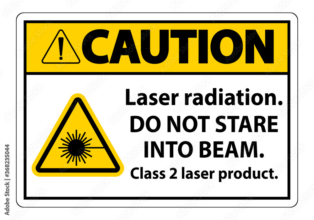 Caution Laser radiation,do not stare into beam,class 2 laser product Sign  on white background Stock Vector | Adobe Stock