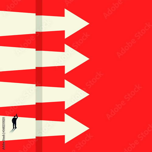 Business ideas concept. 4 arrows pointing to your ideas and labels. The style of minimalism. Vector illustration.