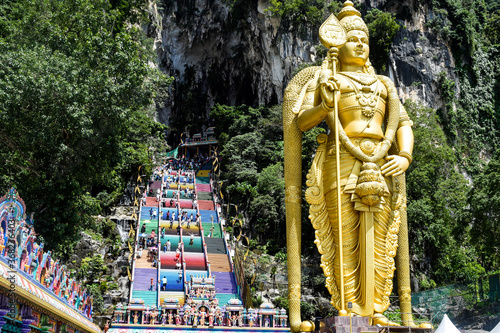 Photography Big Statue of Hindu lord at Batu Caves Temple in Malaysia, Hindu religion lord b