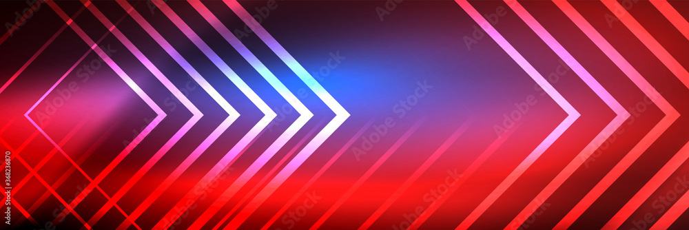 Fototapeta premium Shiny neon glowing techno lines, hi-tech futuristic abstract background template with square shapes