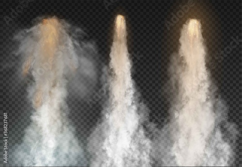 Space rocket bomb Smoke isolated on transparent background