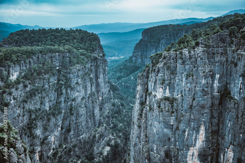 Impressive view from Tazi Canyon. Manavgat, Antalya,Turkey. (Bilgelik Vadisi). Wisdom valley and cliff.