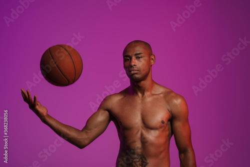 Fitness sports man with basketball