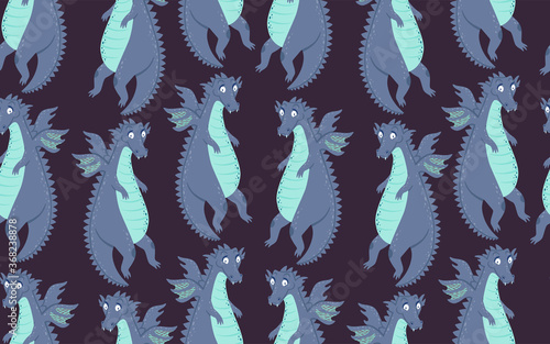 Cute funny dragon seamless pattern. Can be used for baby t-shirt print  fashion print design  kids wear  baby celebration  fabric  and wrapping.