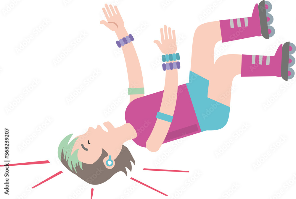 Childhood injuries: the child was roller-skating and fell, hit his head. Child safety: you cannot roller-skate without using personal protection and a helmet. Vector illustration. Flat infographics Childhood injuries: the child was roller-skating and fell, hit his head. Child safety: you cannot roller-skate without using personal protection and a helmet. Vector illustration. Flat infographics
