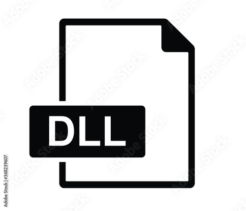 DLL file document icon. Download dll button icon isolated, DLL file symbol