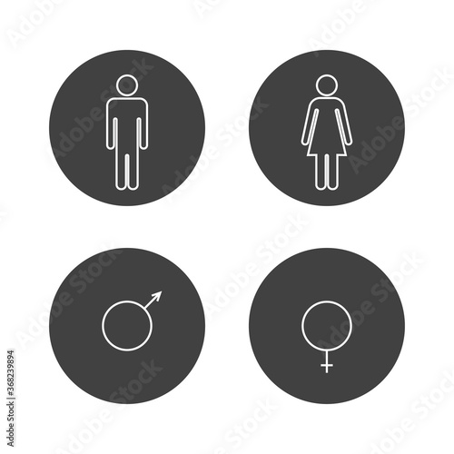 Female and male character set. Gender signs. Vector illustration 