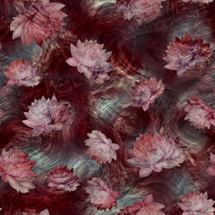 Acrylglasbilder Muster nach Farbe Dunkelrotes Seerosen Muster nahtlos  © Nika Lerman