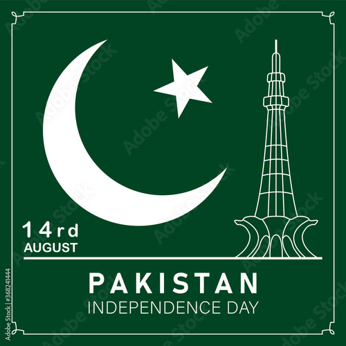 14th August Pakistan Independence Day. Pakistan's independence day 14th of august 1947. Vector illustration.