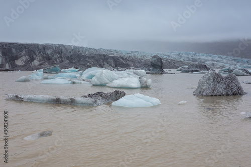 Glacier lake at the front of Skaftafell Glacier, Iceland.